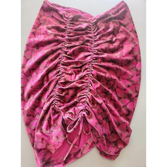 NWT Anthropologie Ruched Velvet Floral Mini Skirt Pull On Size L - Picture 10 of 11